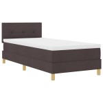 vidaXL Pat cu arcuri cu saltea Maro închis 90 x 200 cm țesătură vidaXL Pat cu arcuri cu saltea Maro închis 90 x 200 cm țesătură
