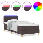 vidaXL Pat cu arcuri cu saltea Maro închis 90 x 200 cm țesătură vidaXL Pat cu arcuri cu saltea Maro închis 90 x 200 cm țesătură