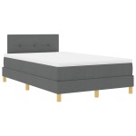 vidaXL Pat cu arcuri cu saltea Gri închis 120 x 190 cm țesătură vidaXL Pat cu arcuri cu saltea Gri închis 120 x 190 cm țesătură