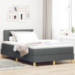 vidaXL Pat cu arcuri cu saltea Gri închis 120 x 200 cm țesătură vidaXL Pat cu arcuri cu saltea Gri închis 120 x 200 cm țesătură