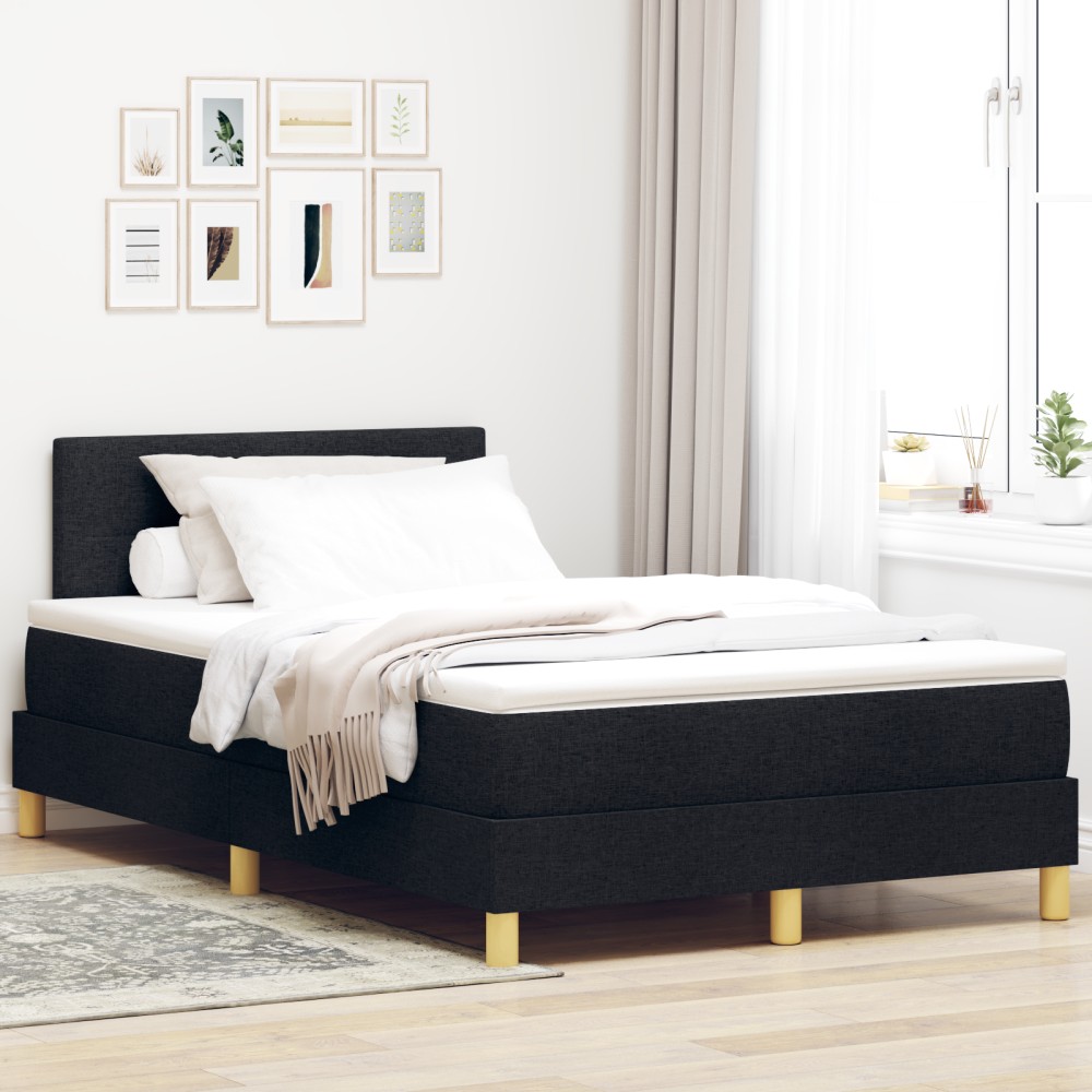 vidaXL Pat cu arcuri cu saltea Negru 120 x 200 cm țesătură