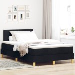 vidaXL Pat cu arcuri cu saltea Negru 120 x 200 cm țesătură vidaXL Pat cu arcuri cu saltea Negru 120 x 200 cm țesătură