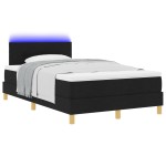 vidaXL Pat cu arcuri cu saltea Negru 120 x 200 cm țesătură vidaXL Pat cu arcuri cu saltea Negru 120 x 200 cm țesătură