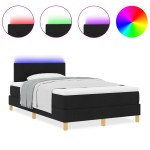 vidaXL Pat cu arcuri cu saltea Negru 120 x 200 cm țesătură vidaXL Pat cu arcuri cu saltea Negru 120 x 200 cm țesătură