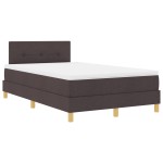vidaXL Pat cu arcuri cu saltea Maro închis 120 x 200 cm țesătură vidaXL Pat cu arcuri cu saltea Maro închis 120 x 200 cm țesătură