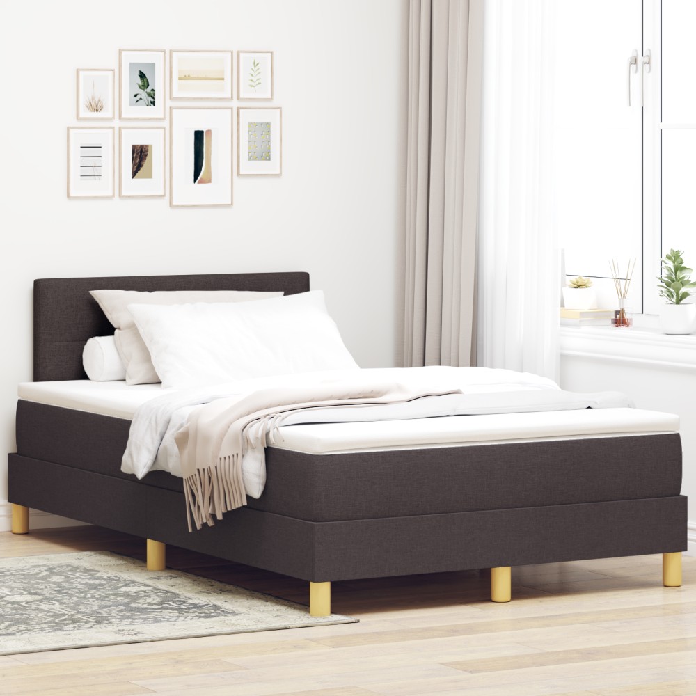 vidaXL Pat cu arcuri cu saltea Maro închis 120 x 200 cm țesătură