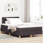 vidaXL Pat cu arcuri cu saltea Maro închis 120 x 200 cm țesătură vidaXL Pat cu arcuri cu saltea Maro închis 120 x 200 cm țesătură