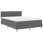 vidaXL Pat cu arcuri cu saltea Gri închis 160 x 200 cm țesătură vidaXL Pat cu arcuri cu saltea Gri închis 160 x 200 cm țesătură