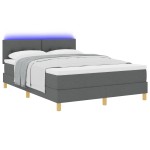 vidaXL Pat cu arcuri cu saltea Gri închis 160 x 200 cm țesătură vidaXL Pat cu arcuri cu saltea Gri închis 160 x 200 cm țesătură