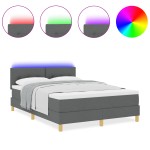 vidaXL Pat cu arcuri cu saltea Gri închis 160 x 200 cm țesătură vidaXL Pat cu arcuri cu saltea Gri închis 160 x 200 cm țesătură