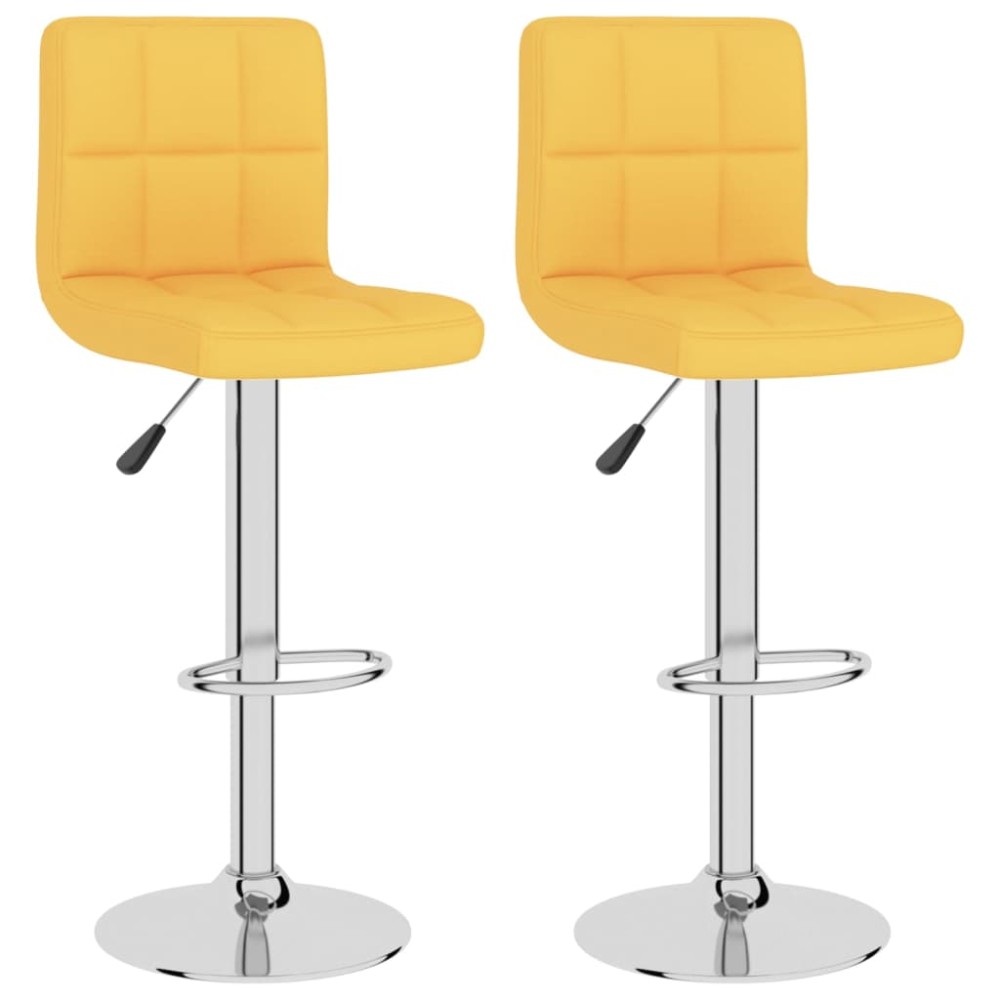vidaXL Scaune de bar, 2 buc., galben muștar, material textil