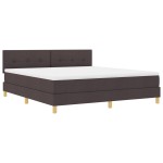 vidaXL Pat cu arcuri cu saltea Maro închis 180 x 200 cm țesătură vidaXL Pat cu arcuri cu saltea Maro închis 180 x 200 cm țesătură