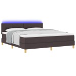 vidaXL Pat cu arcuri cu saltea Maro închis 180 x 200 cm țesătură vidaXL Pat cu arcuri cu saltea Maro închis 180 x 200 cm țesătură