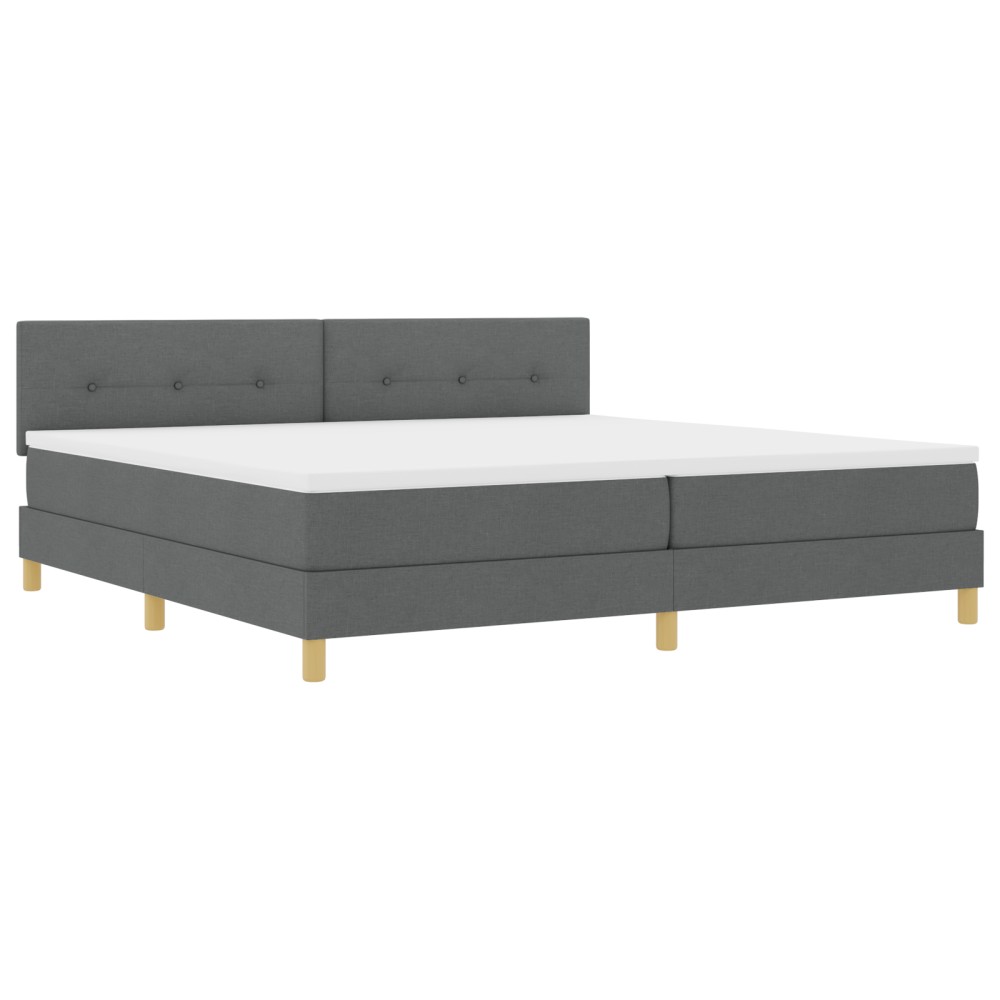 vidaXL Pat cu arcuri cu saltea Gri închis 200 x 200 cm țesătură