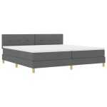 vidaXL Pat cu arcuri cu saltea Gri închis 200 x 200 cm țesătură vidaXL Pat cu arcuri cu saltea Gri închis 200 x 200 cm țesătură