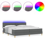 vidaXL Pat cu arcuri cu saltea Gri închis 200 x 200 cm țesătură vidaXL Pat cu arcuri cu saltea Gri închis 200 x 200 cm țesătură