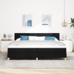 vidaXL Pat cu arcuri cu saltea Negru 200 x 200 cm țesătură vidaXL Pat cu arcuri cu saltea Negru 200 x 200 cm țesătură