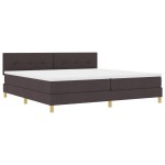 vidaXL Pat cu arcuri cu saltea Maro închis 200 x 200 cm țesătură vidaXL Pat cu arcuri cu saltea Maro închis 200 x 200 cm țesătură