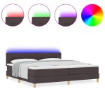 vidaXL Pat cu arcuri cu saltea Maro închis 200 x 200 cm țesătură vidaXL Pat cu arcuri cu saltea Maro închis 200 x 200 cm țesătură
