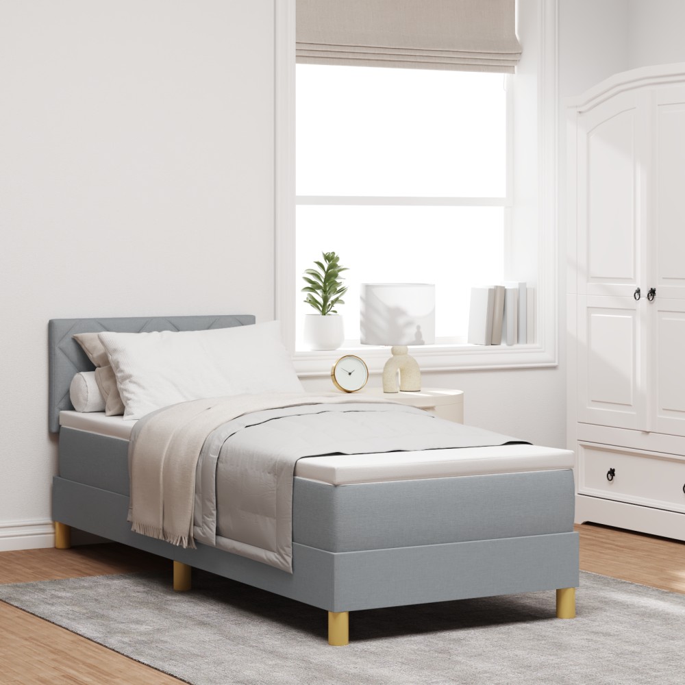 vidaXL Pat cu arcuri cu saltea Gri deschis 80 x 200 cm țesătură