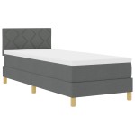 vidaXL Pat cu arcuri cu saltea Gri închis 80 x 200 cm țesătură vidaXL Pat cu arcuri cu saltea Gri închis 80 x 200 cm țesătură