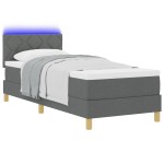 vidaXL Pat cu arcuri cu saltea Gri închis 80 x 200 cm țesătură vidaXL Pat cu arcuri cu saltea Gri închis 80 x 200 cm țesătură