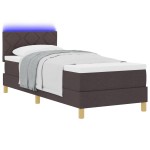 vidaXL Pat cu arcuri cu saltea Maro închis 80 x 200 cm țesătură vidaXL Pat cu arcuri cu saltea Maro închis 80 x 200 cm țesătură