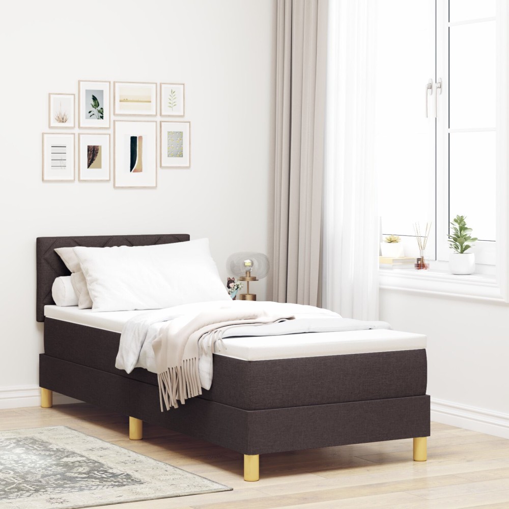 vidaXL Pat cu arcuri cu saltea Maro închis 80 x 200 cm țesătură