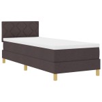 vidaXL Pat cu arcuri cu saltea Maro închis 80 x 200 cm țesătură vidaXL Pat cu arcuri cu saltea Maro închis 80 x 200 cm țesătură