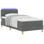 vidaXL Pat cu arcuri cu saltea Gri închis 90 x 190 cm țesătură vidaXL Pat cu arcuri cu saltea Gri închis 90 x 190 cm țesătură