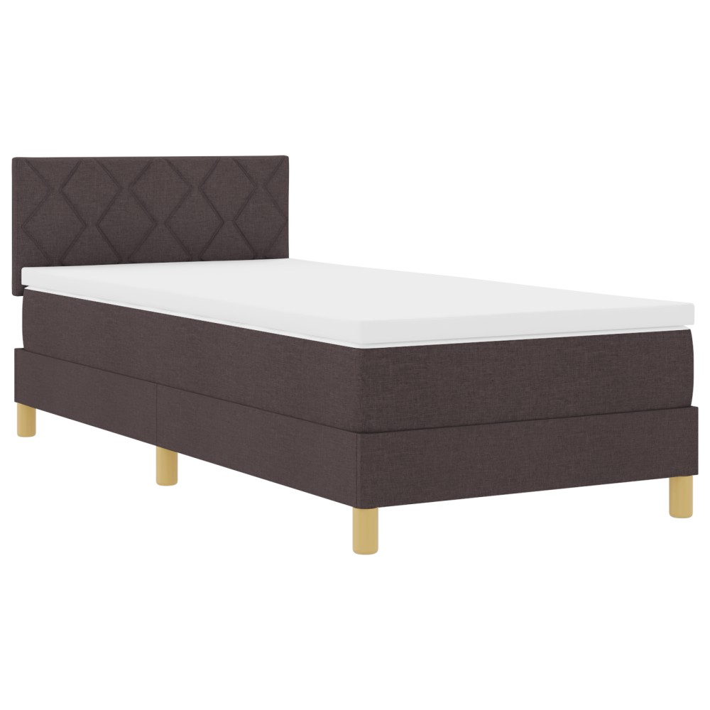 vidaXL Pat cu arcuri cu saltea Maro închis 90 x 190 cm țesătură