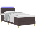 vidaXL Pat cu arcuri cu saltea Maro închis 90 x 190 cm țesătură vidaXL Pat cu arcuri cu saltea Maro închis 90 x 190 cm țesătură