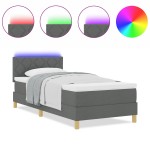 vidaXL Pat cu arcuri cu saltea Gri închis 90 x 200 cm țesătură vidaXL Pat cu arcuri cu saltea Gri închis 90 x 200 cm țesătură