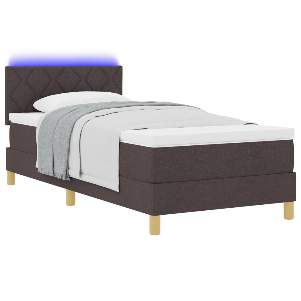 vidaXL Pat cu arcuri cu saltea Maro închis 90 x 200 cm țesătură