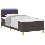 vidaXL Pat cu arcuri cu saltea Maro închis 90 x 200 cm țesătură vidaXL Pat cu arcuri cu saltea Maro închis 90 x 200 cm țesătură