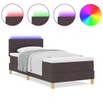 vidaXL Pat cu arcuri cu saltea Maro închis 90 x 200 cm țesătură vidaXL Pat cu arcuri cu saltea Maro închis 90 x 200 cm țesătură