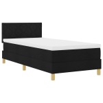 vidaXL Pat cu arcuri cu saltea Negru 100 x 200 cm țesătură vidaXL Pat cu arcuri cu saltea Negru 100 x 200 cm țesătură