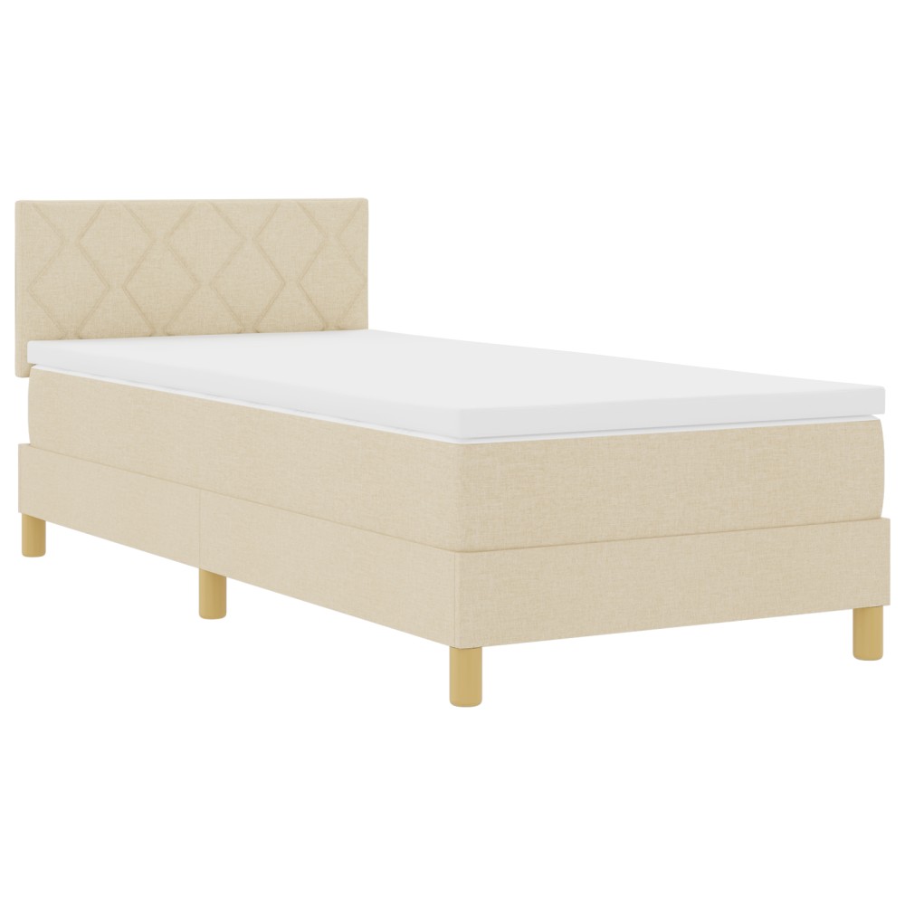 vidaXL Pat cu suport pentru saltea cu saltea & LED Crem 100x200 cm Țesătură