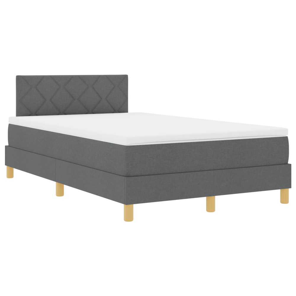 vidaXL Pat cu arcuri cu saltea Gri închis 120 x 190 cm țesătură