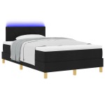 vidaXL Pat cu arcuri cu saltea Negru 120 x 190 cm țesătură vidaXL Pat cu arcuri cu saltea Negru 120 x 190 cm țesătură