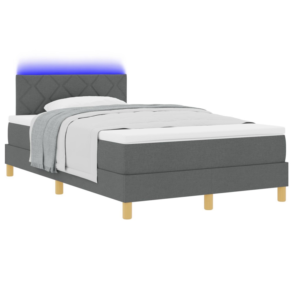 vidaXL Pat cu arcuri cu saltea Gri închis 120 x 200 cm țesătură