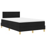 vidaXL Pat cu arcuri cu saltea Negru 120 x 200 cm țesătură vidaXL Pat cu arcuri cu saltea Negru 120 x 200 cm țesătură