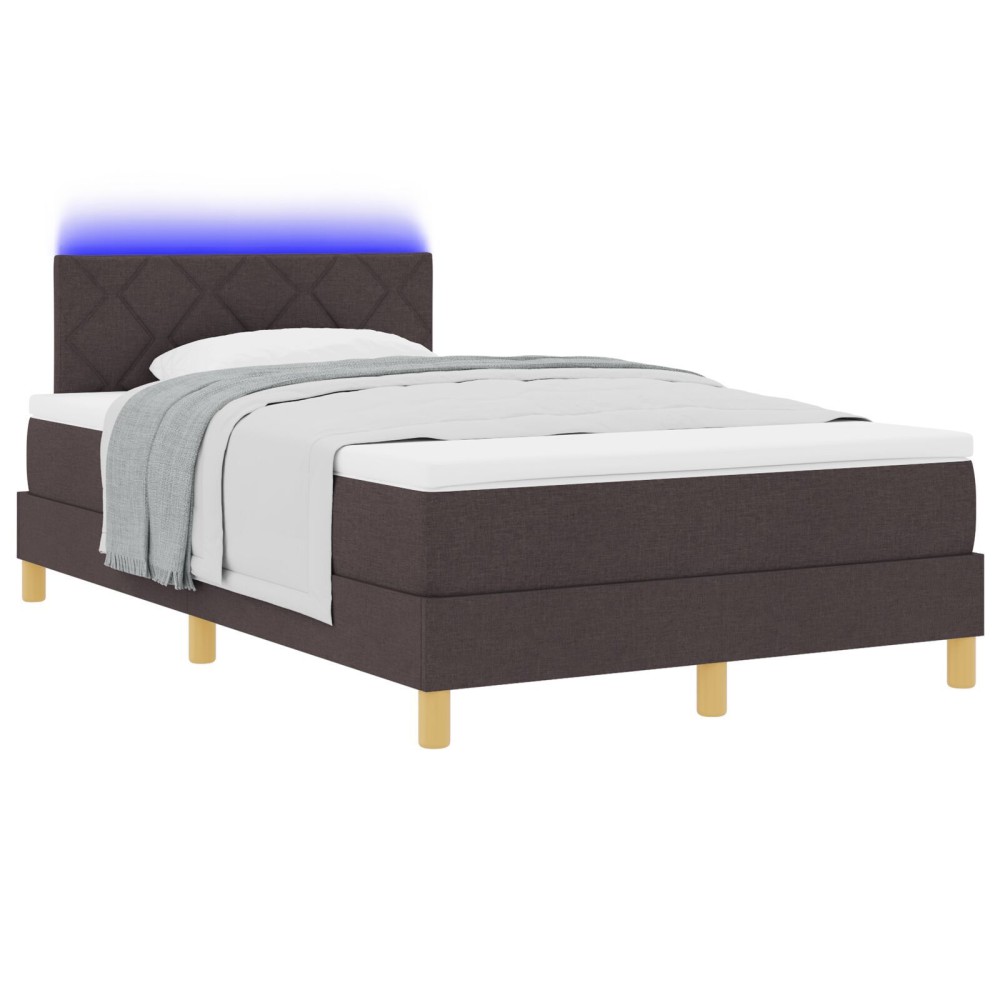 vidaXL Pat cu arcuri cu saltea Maro închis 120 x 200 cm țesătură