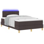vidaXL Pat cu arcuri cu saltea Maro închis 120 x 200 cm țesătură vidaXL Pat cu arcuri cu saltea Maro închis 120 x 200 cm țesătură