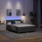 vidaXL Pat cu arcuri cu saltea Gri închis 140 x 190 cm țesătură vidaXL Pat cu arcuri cu saltea Gri închis 140 x 190 cm țesătură