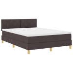 vidaXL Pat cu arcuri cu saltea Maro închis 160 x 200 cm țesătură vidaXL Pat cu arcuri cu saltea Maro închis 160 x 200 cm țesătură
