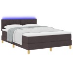 vidaXL Pat cu arcuri cu saltea Maro închis 160 x 200 cm țesătură vidaXL Pat cu arcuri cu saltea Maro închis 160 x 200 cm țesătură