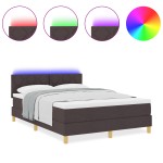 vidaXL Pat cu arcuri cu saltea Maro închis 160 x 200 cm țesătură vidaXL Pat cu arcuri cu saltea Maro închis 160 x 200 cm țesătură