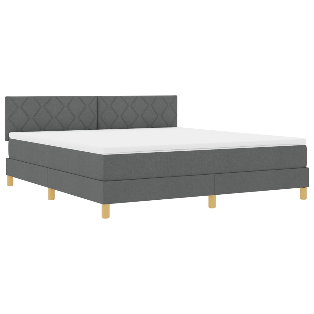 vidaXL Pat cu arcuri cu saltea Gri închis 180 x 200 cm țesătură