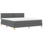 vidaXL Pat cu arcuri cu saltea Gri închis 180 x 200 cm țesătură vidaXL Pat cu arcuri cu saltea Gri închis 180 x 200 cm țesătură